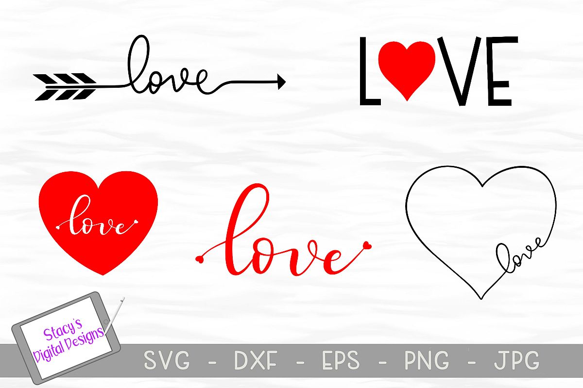 Love SVG Bundle - 5 Valentine SVG files (162497) | Cut Files | Design