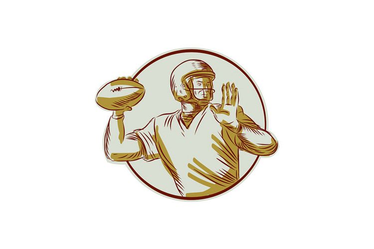 American Football QB Throwing Circle Side Etching example image 1