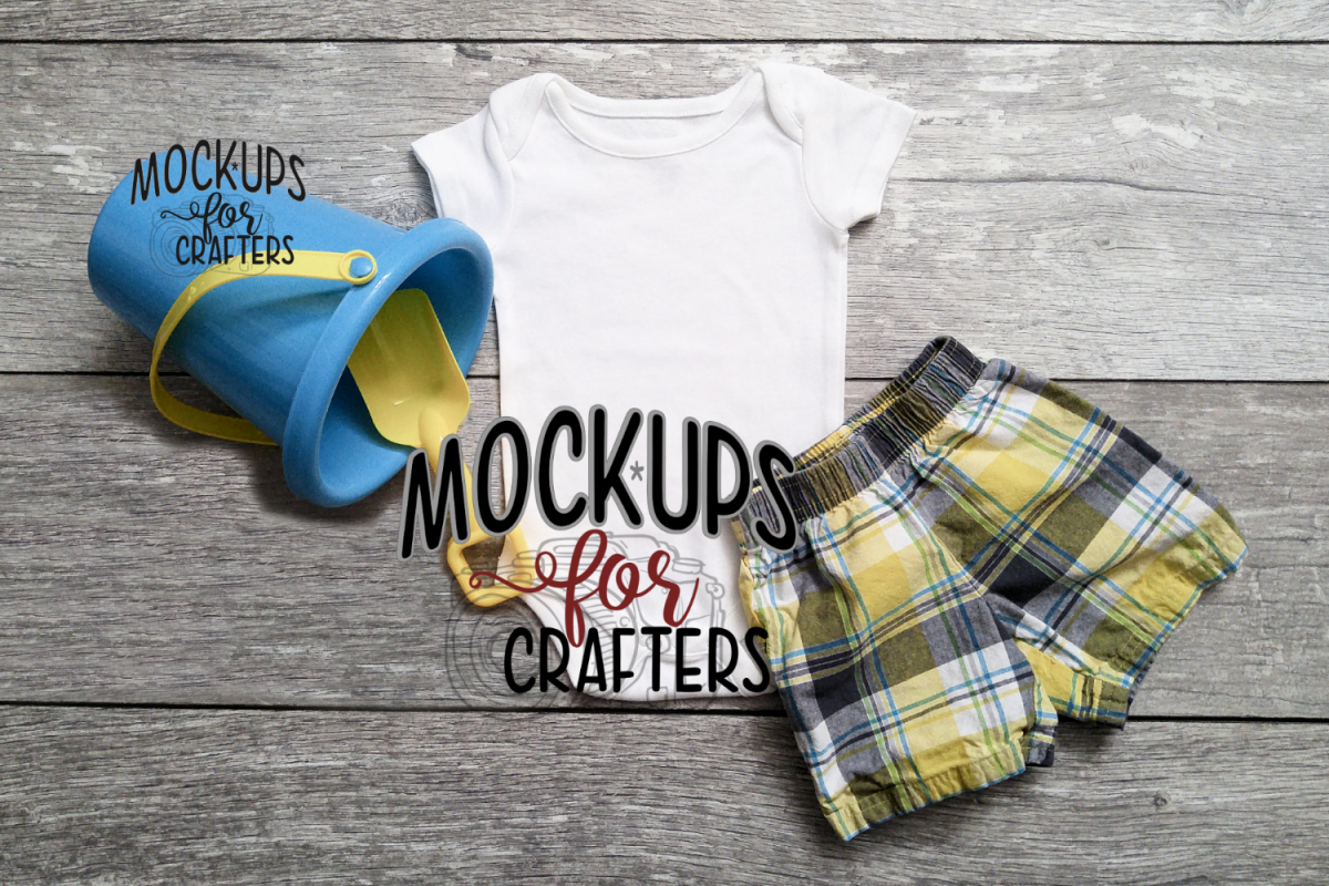 Baby bodysuit - Dollar Store pail & shovel MOCK-UP example image 1