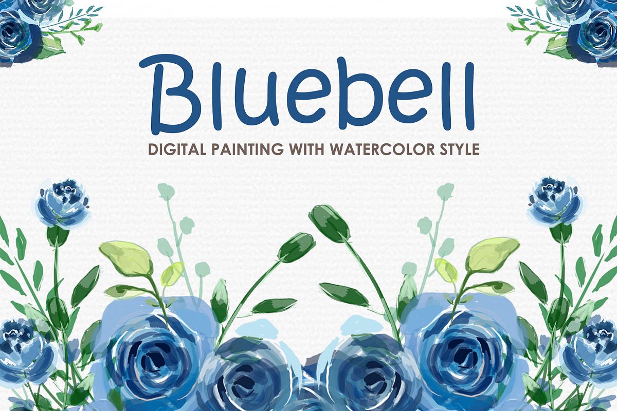 Bluebell - Digital Watercolor Floral Flower Style Clipart example image 1