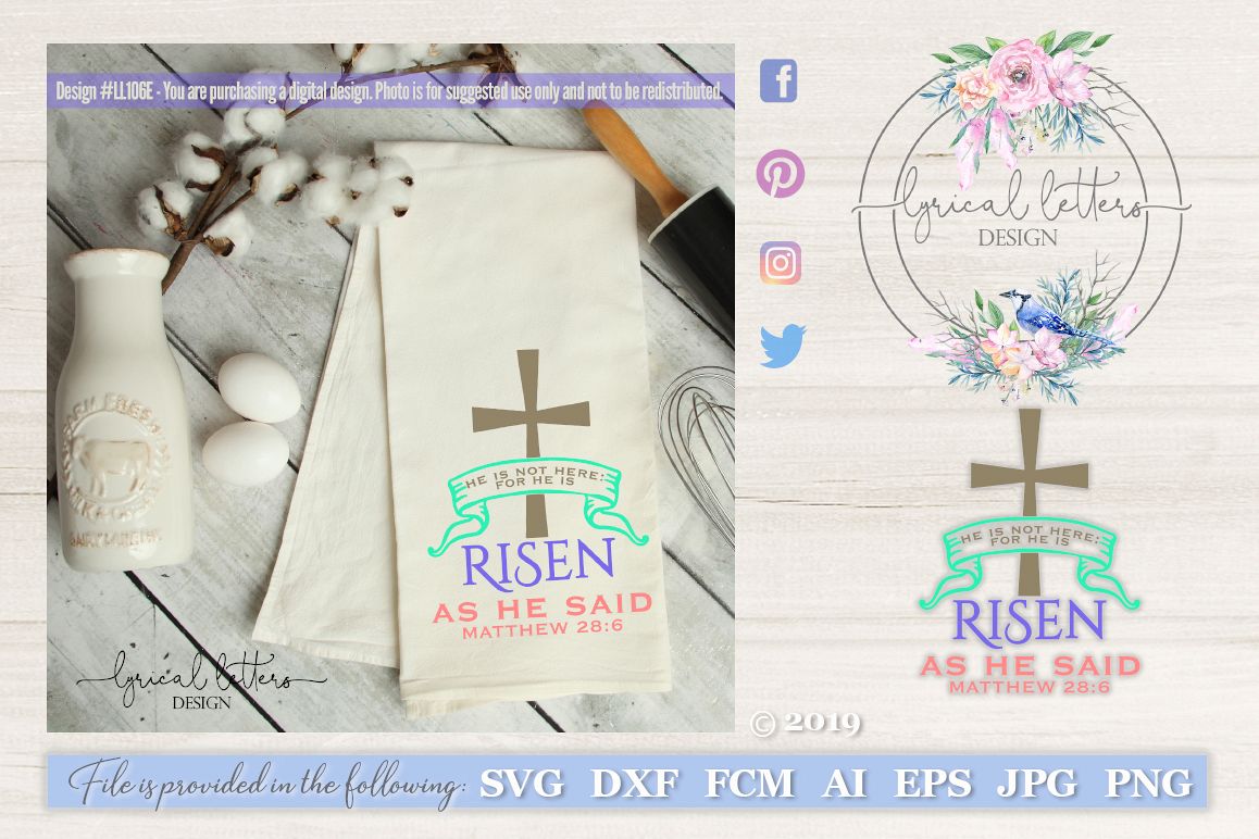 He Is Risen As He Said Matthew 28 SVG DXF FCM LL106E example image 1