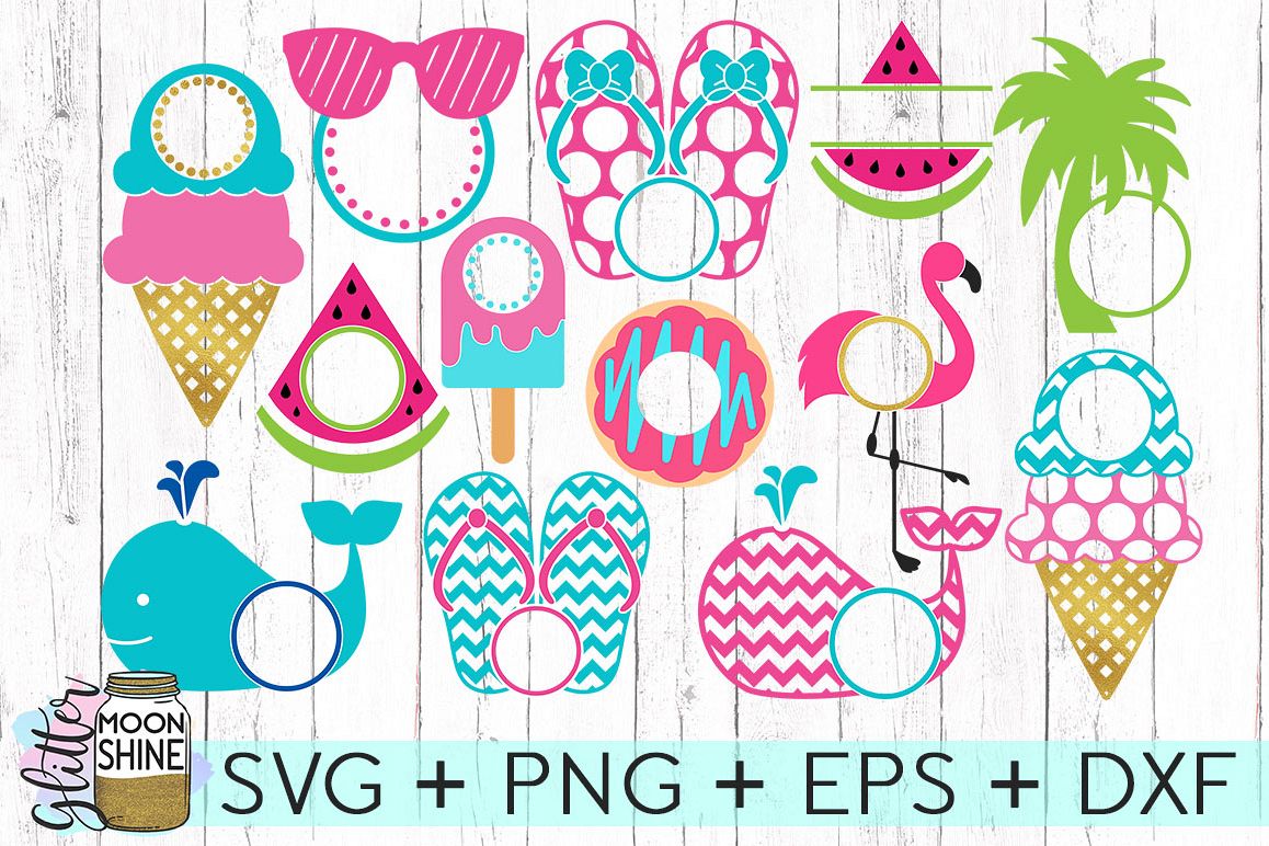 Download Summer Monogram Frames Big Bundle of 13 SVG DXF PNG EPS ...