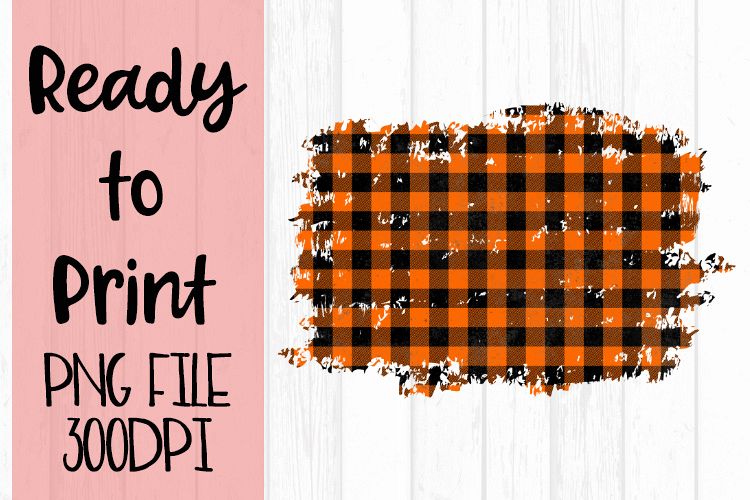 Orange Buffalo Plaid Frame Ready to Print example image 1
