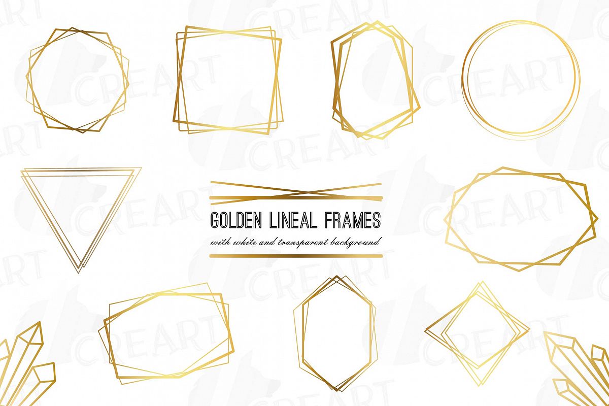 Elegant Wedding Geometric Golden Frames Lineal Frames Png