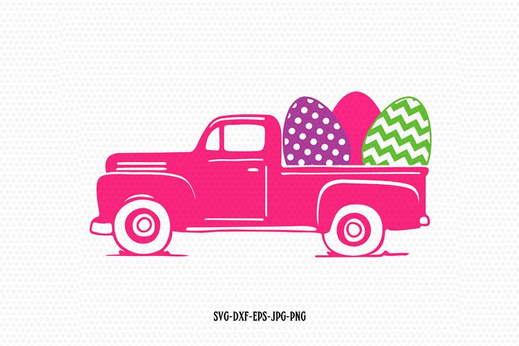 Easter vintage Truck Svg, Easter old Truck svg example image 1