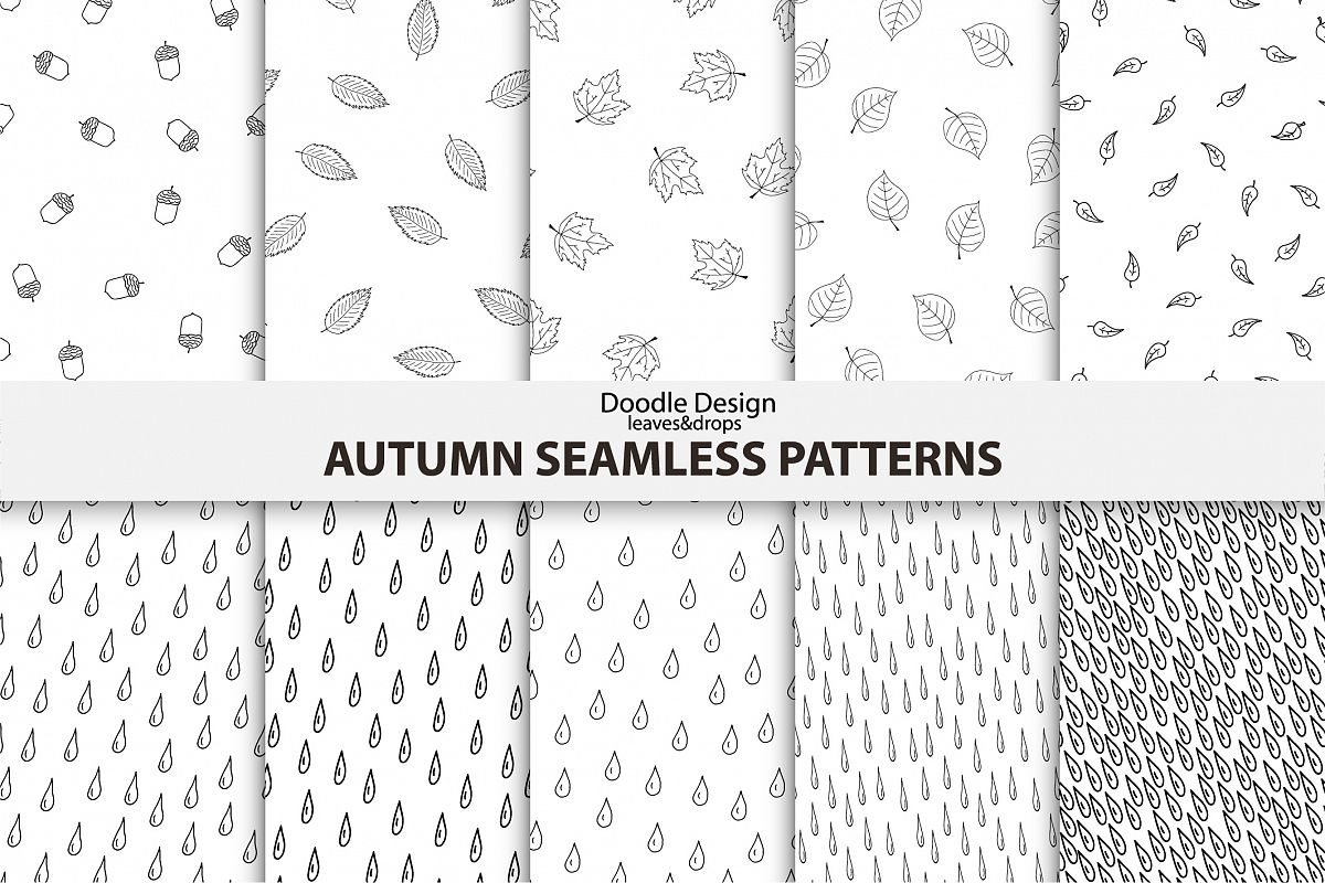 Autumn seamless patterns. Handdrawn example image 1