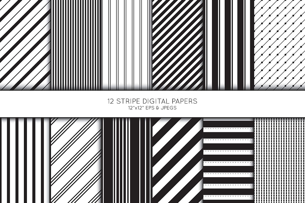 Stripe Digital Paper, Striped Scrapbook paper example image 1