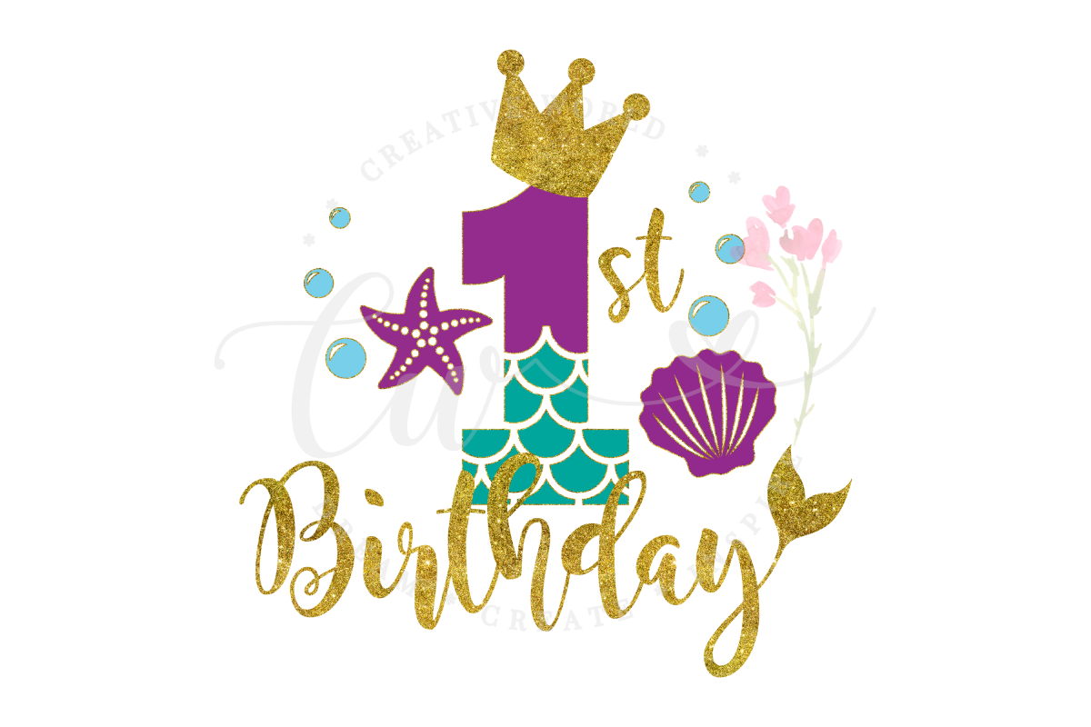 My 1st Birthday Mermaid SVG | Mermaid SVG | Mermaid Birthday example image 1