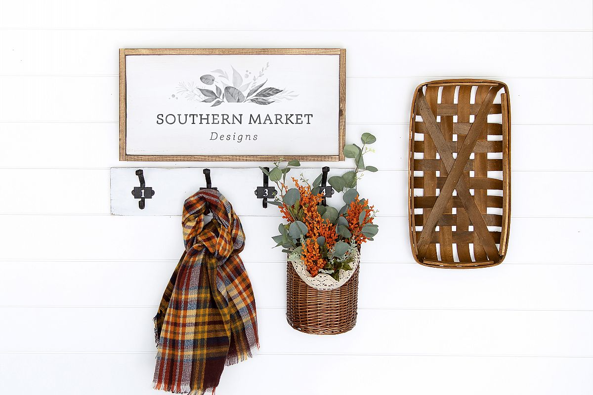Fall Stained 12x24 Wood Sign Mock Up Stock Photo example image 1