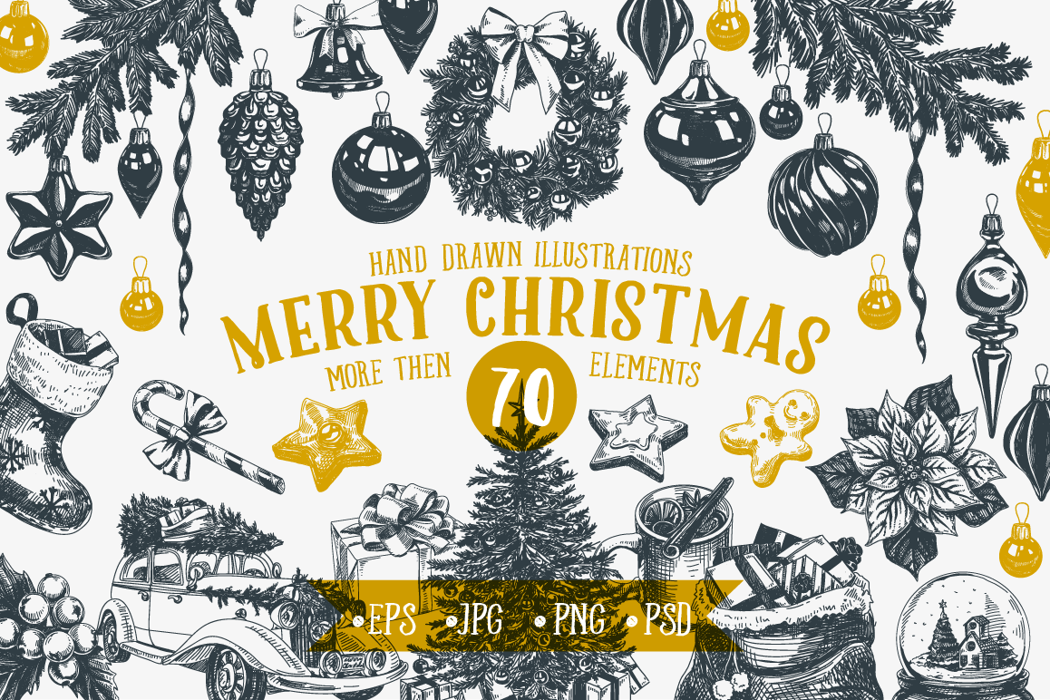 Hand drawn christmas Illustrations example image 1