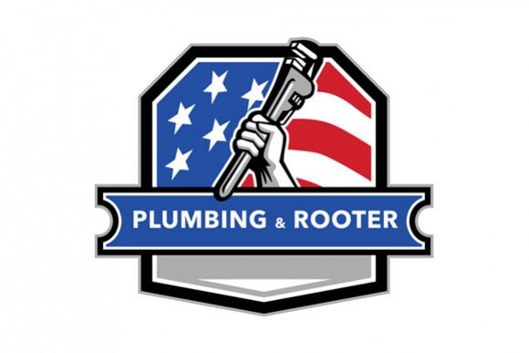 Plumber Hand Pipe Wrench USA Flag Crest Retro example image 1