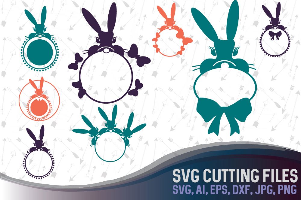 8 Bunny Monograms Bundle SVG, DXF, JPG, PNG, DWG, AI, EPS example image 1