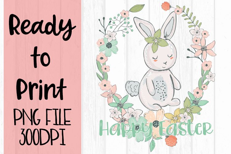 Happy Easter Sweet Bunny Ready to Print example image 1