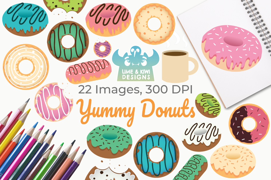 Yummy Donuts Clipart, Instant Download Vector Art example image 1