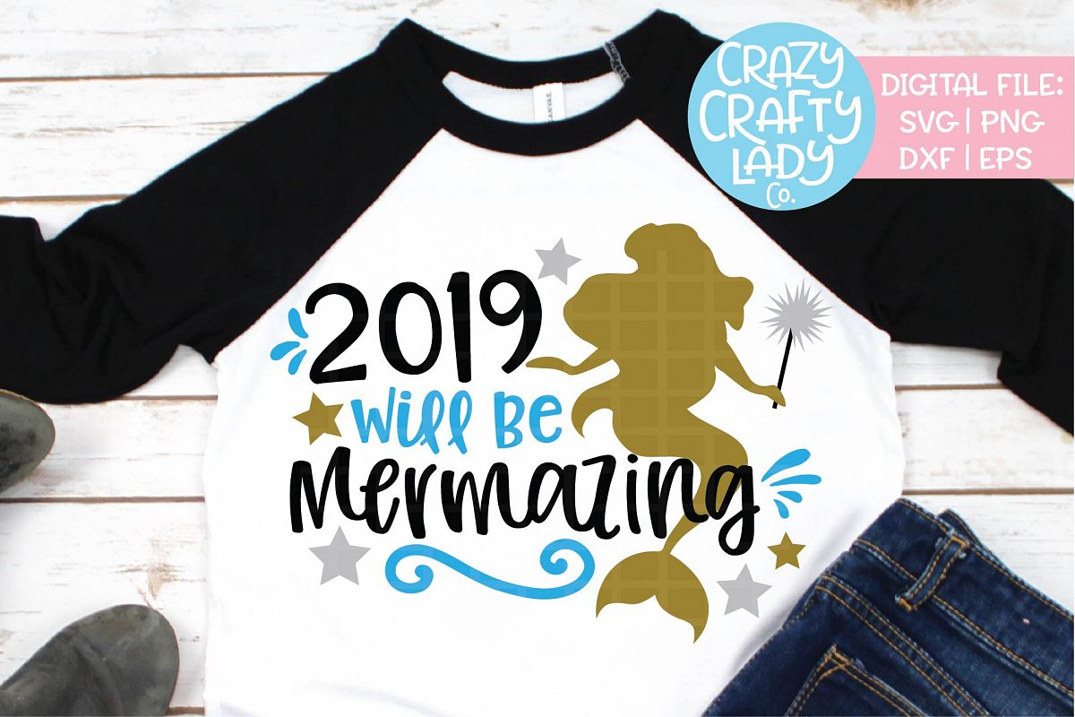 New Year's Mermaid SVG DXF EPS PNG Cut File example image 1