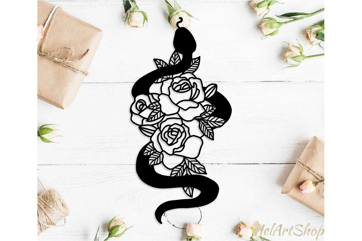 Snake among flowers svg design example image 1