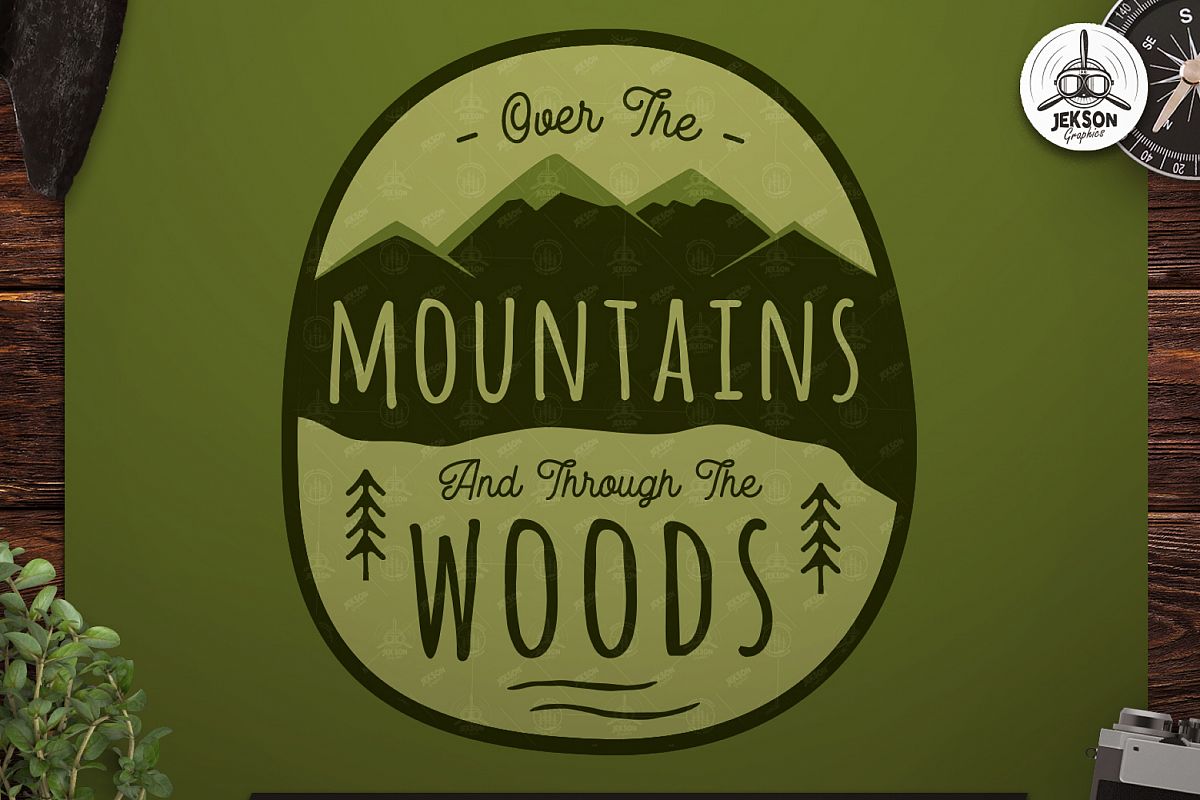 Retro Mountains Adventure Badge / Vintage Travel Logo Patch example image 1