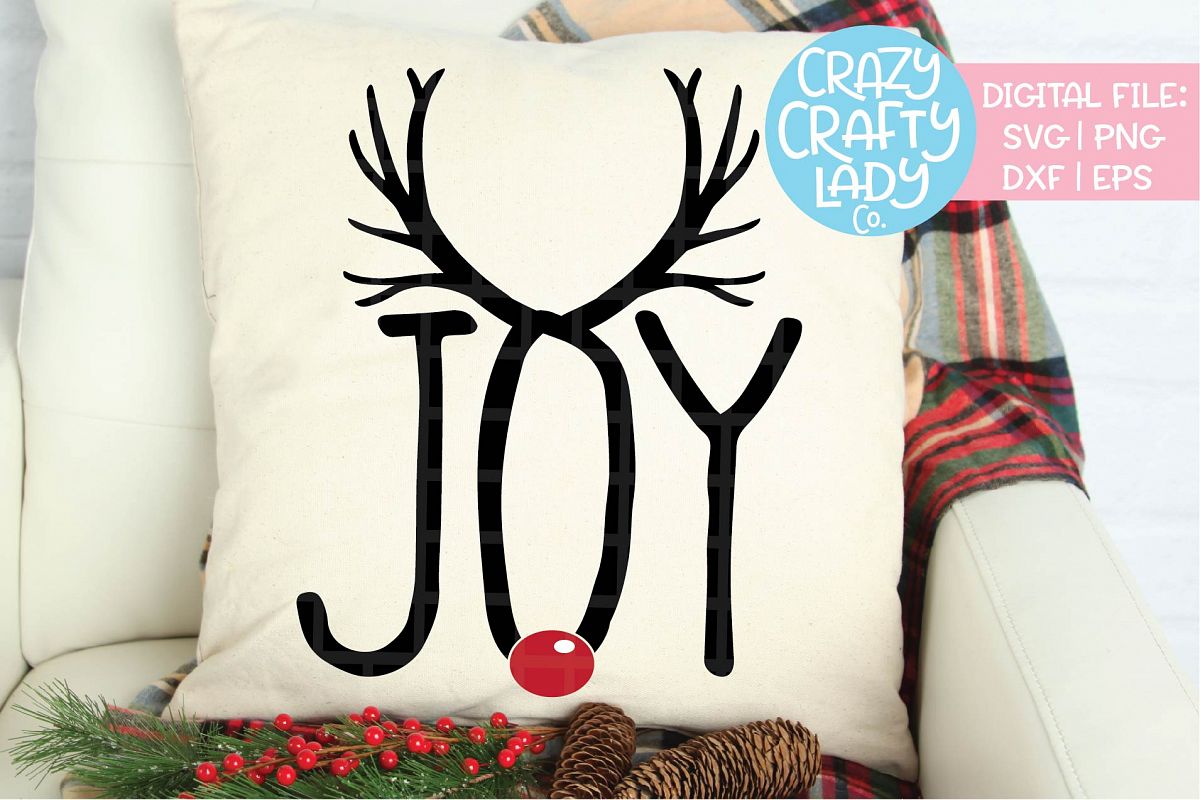 Joy Reindeer SVG DXF EPS PNG Cut File example image 1