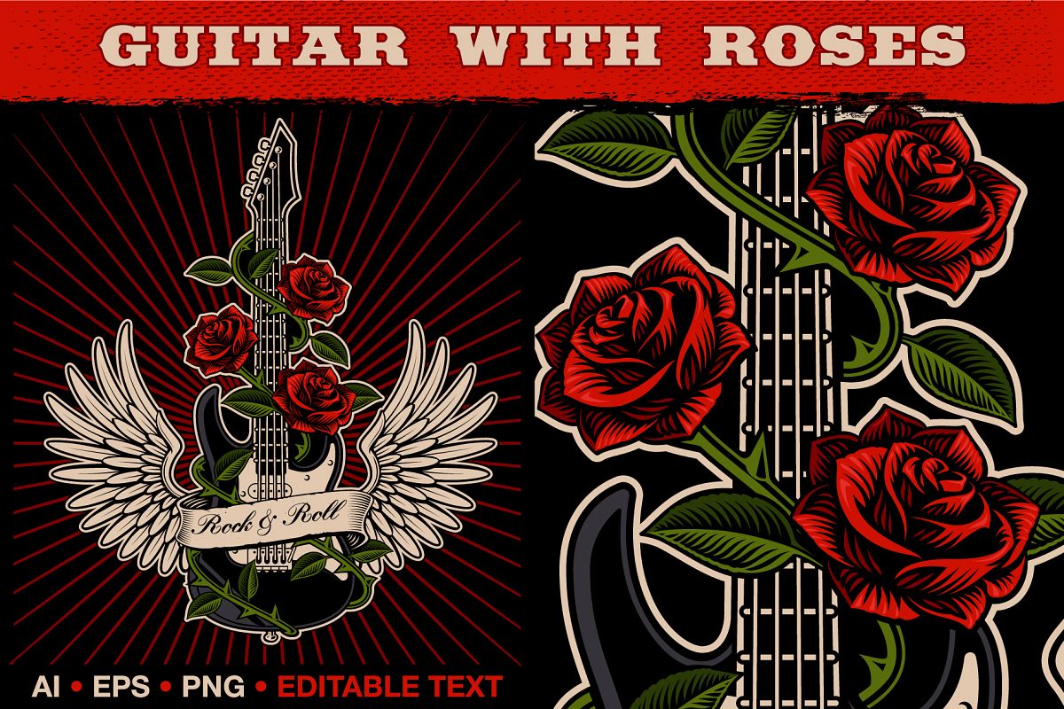 Guitar With Roses example image 1
