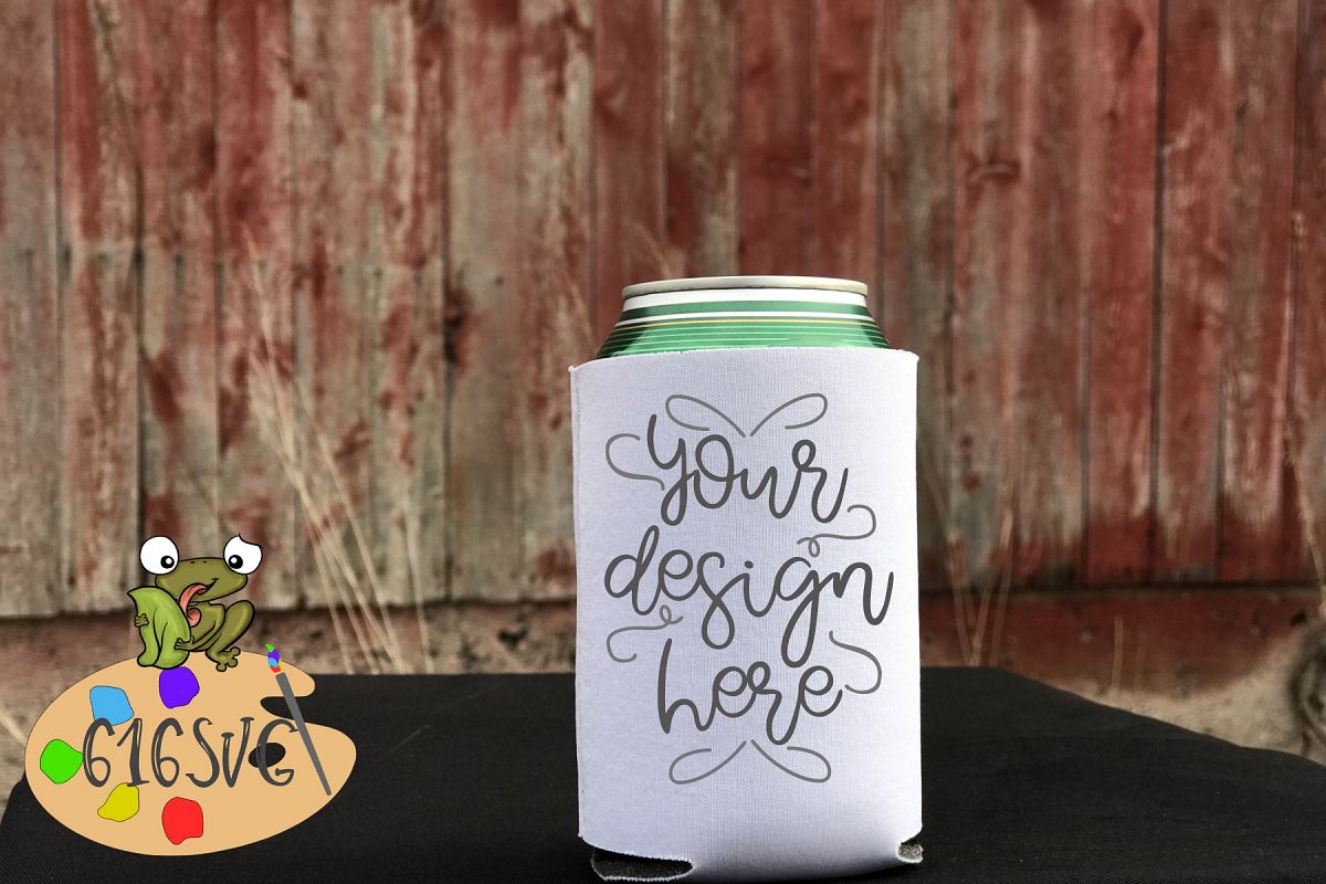White Can Cooler Mockup example image 1