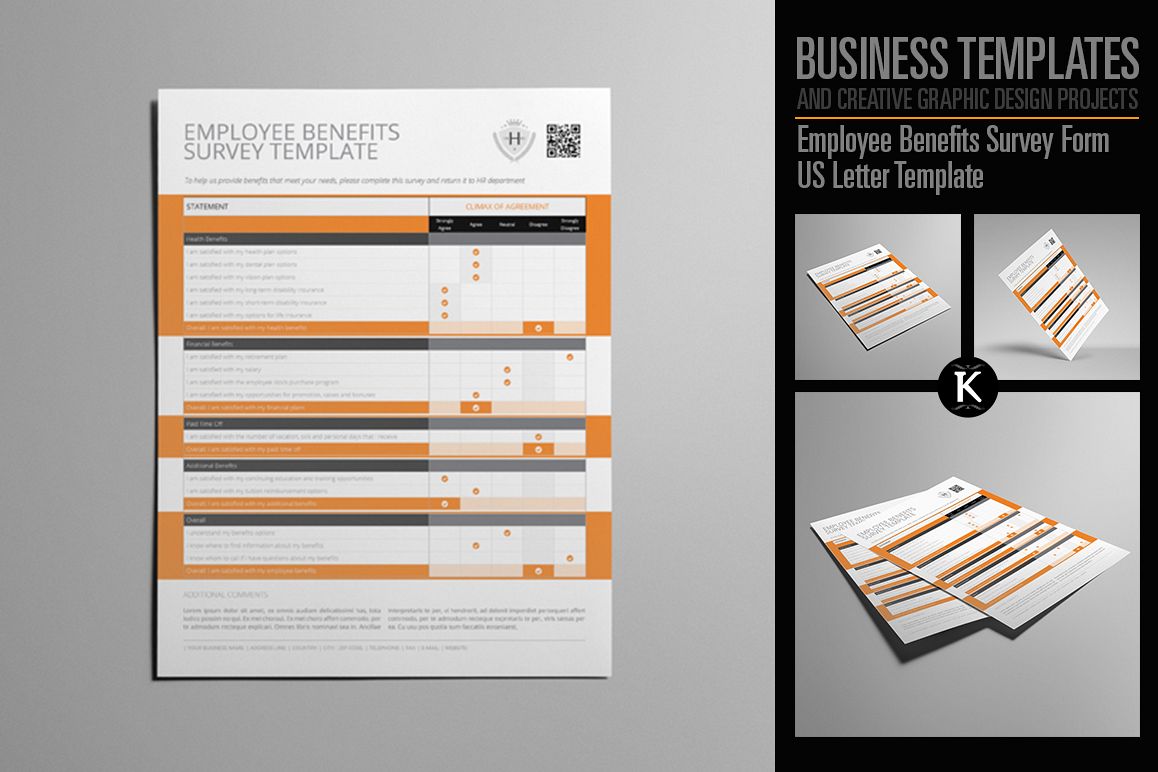 Employee Benefits Survey Form US Letter Template example image 1