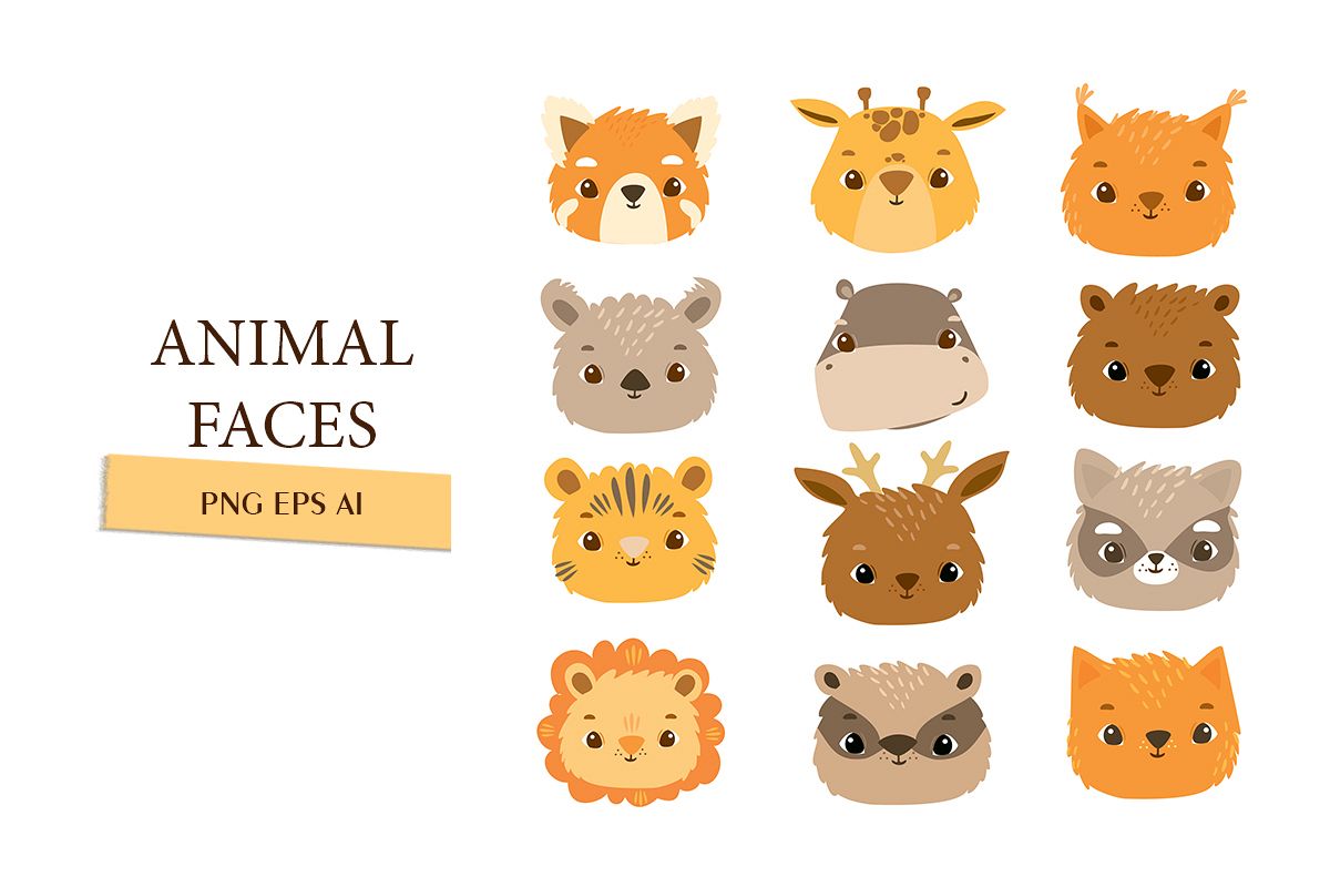 Animal faces icons example image 1