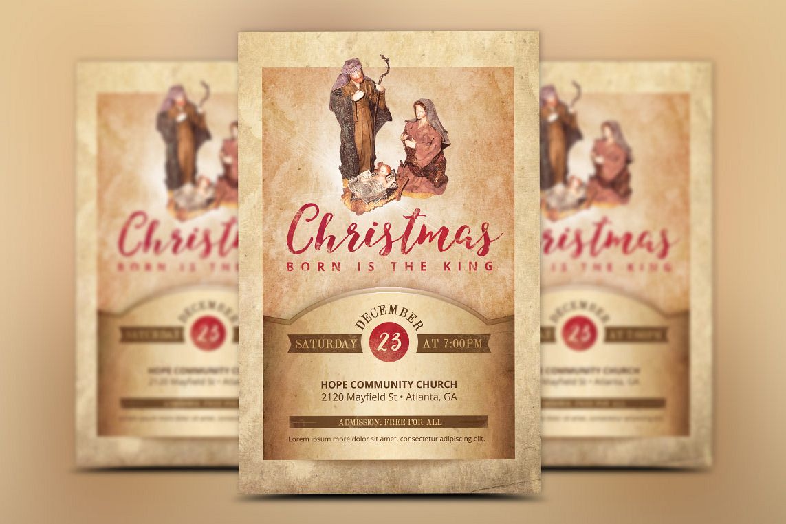 Vintage Christmas Cantata Flyer Template example image 1