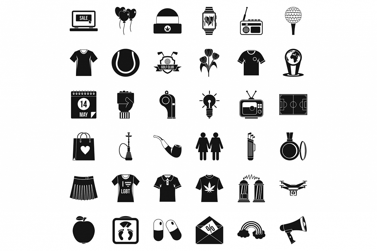 Tshirt icons set, simple style example image 1