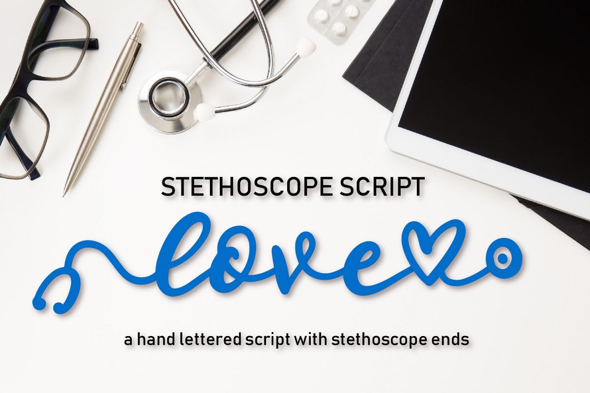 Stethoscope Script - A Nurse Font example image 1
