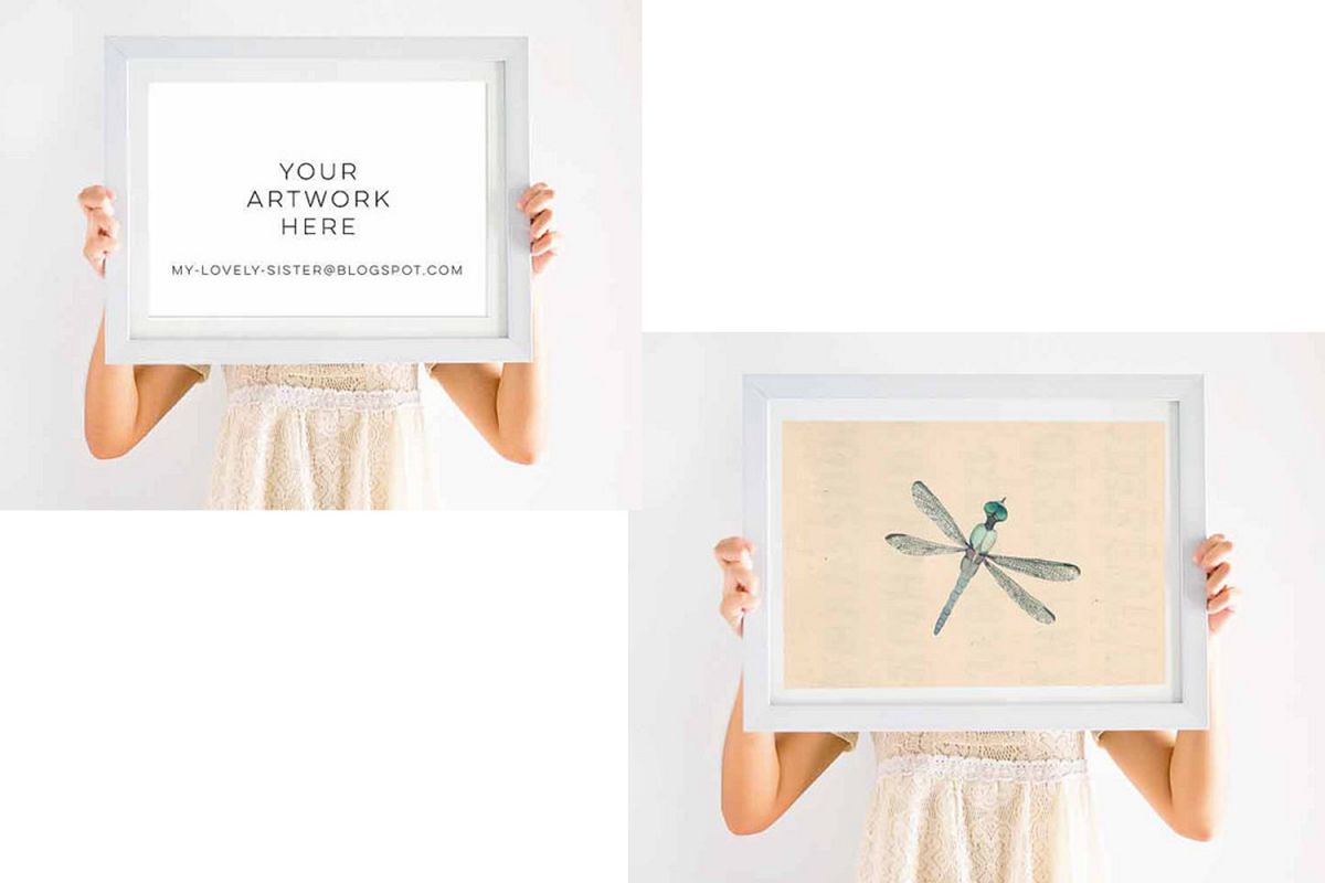 White Frame Mockup, 2in1 Portrait and Landscape White