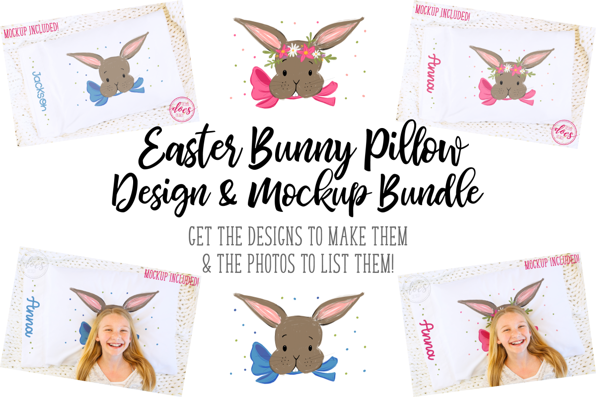 Easter Bunny Pillowcase Design & Mockup Bundle! example image 1