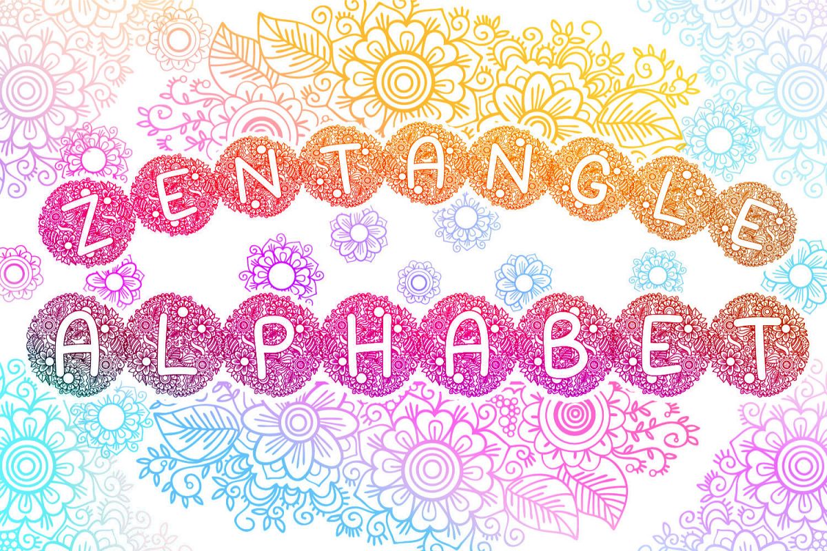 Zentangle Spring Alphabet SVG cut files example image 1