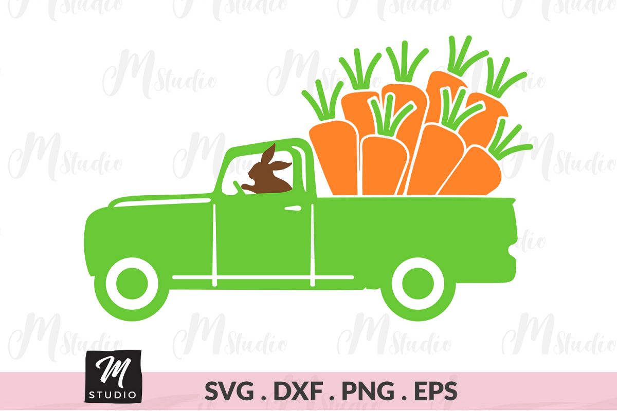 Easter Truck carrot svg. example image 1