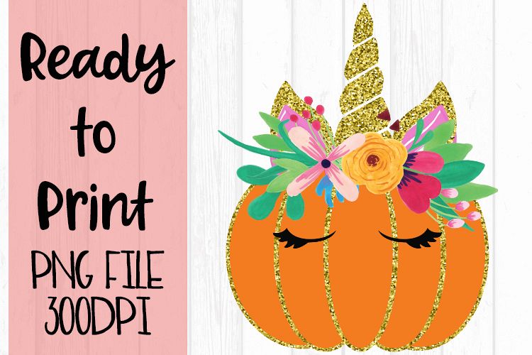 Unicorn Pumpkin Ready to Print example image 1