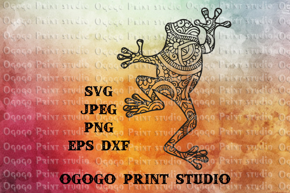 Mandala style Frog SVG, Zentangle Svg, Toad svg, Reptile svg example image 1