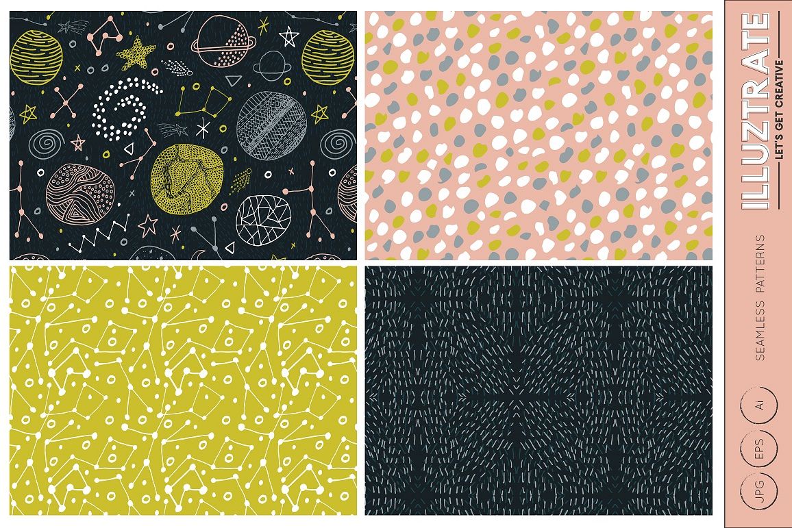 Space Patterns, Space Vector Pattern, Space Digital Paper example image 1