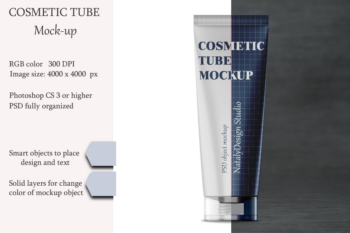 Cosmetic tube mockup. Transparent lid. Product mockup. example image 1
