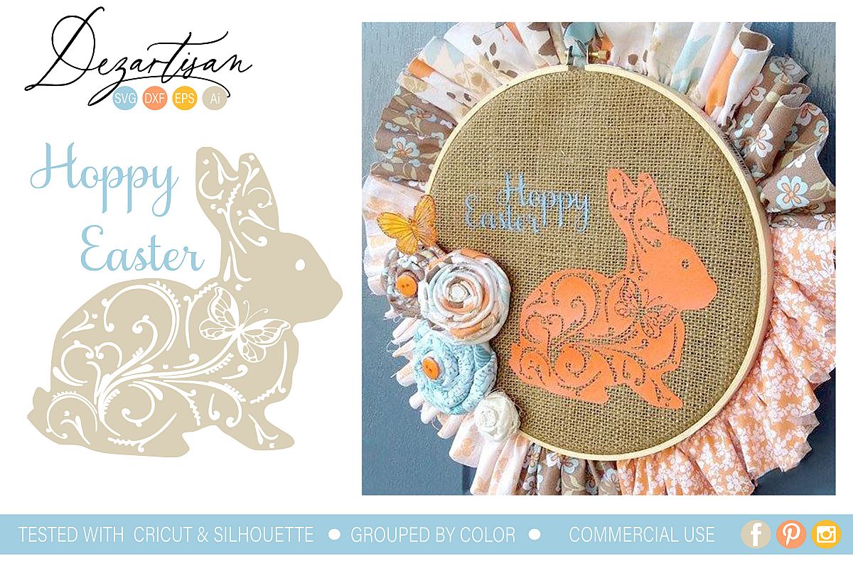 Download Hoppy Easter Filigree Bunny SVG DXF cut file (188624 ...