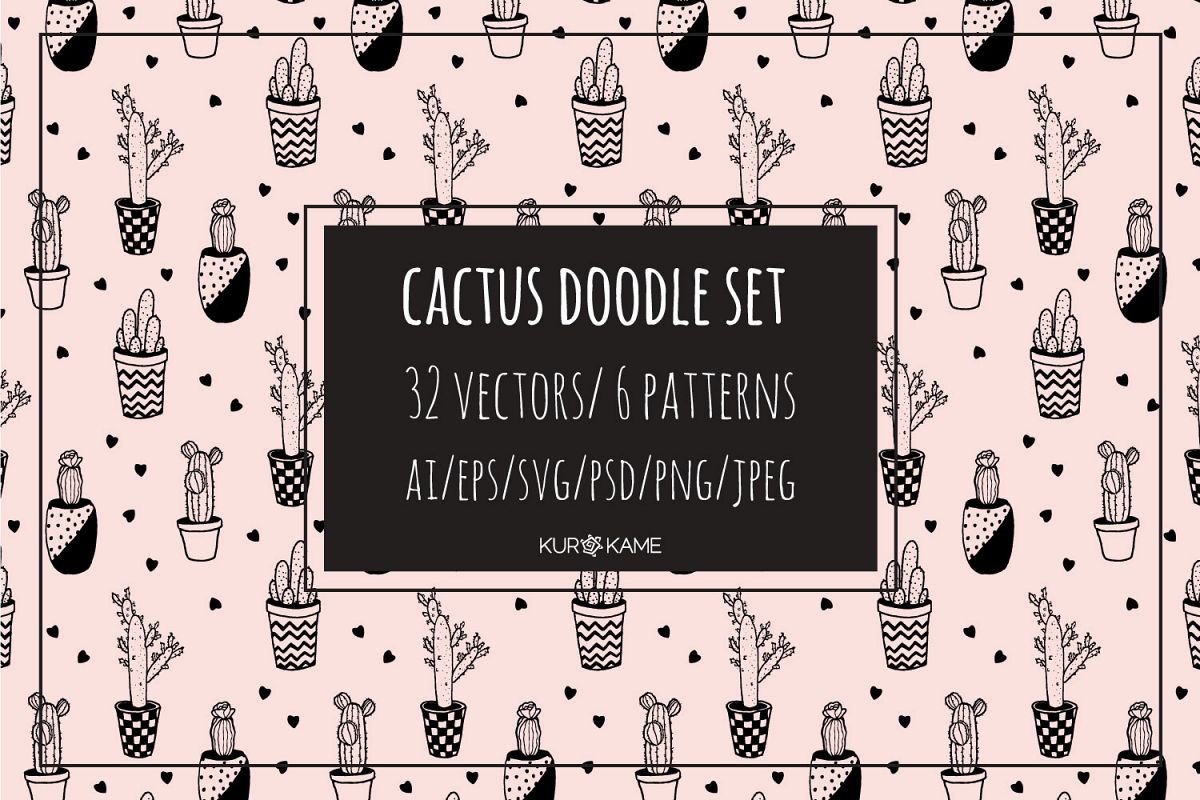 Cactus Doodle Set example image 1