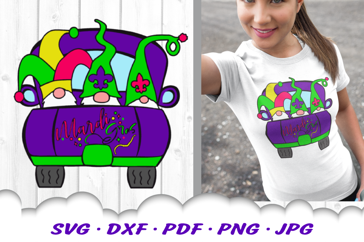 Mardi Gras Truck Gnomes Gnome Sublimation PNG example image 1