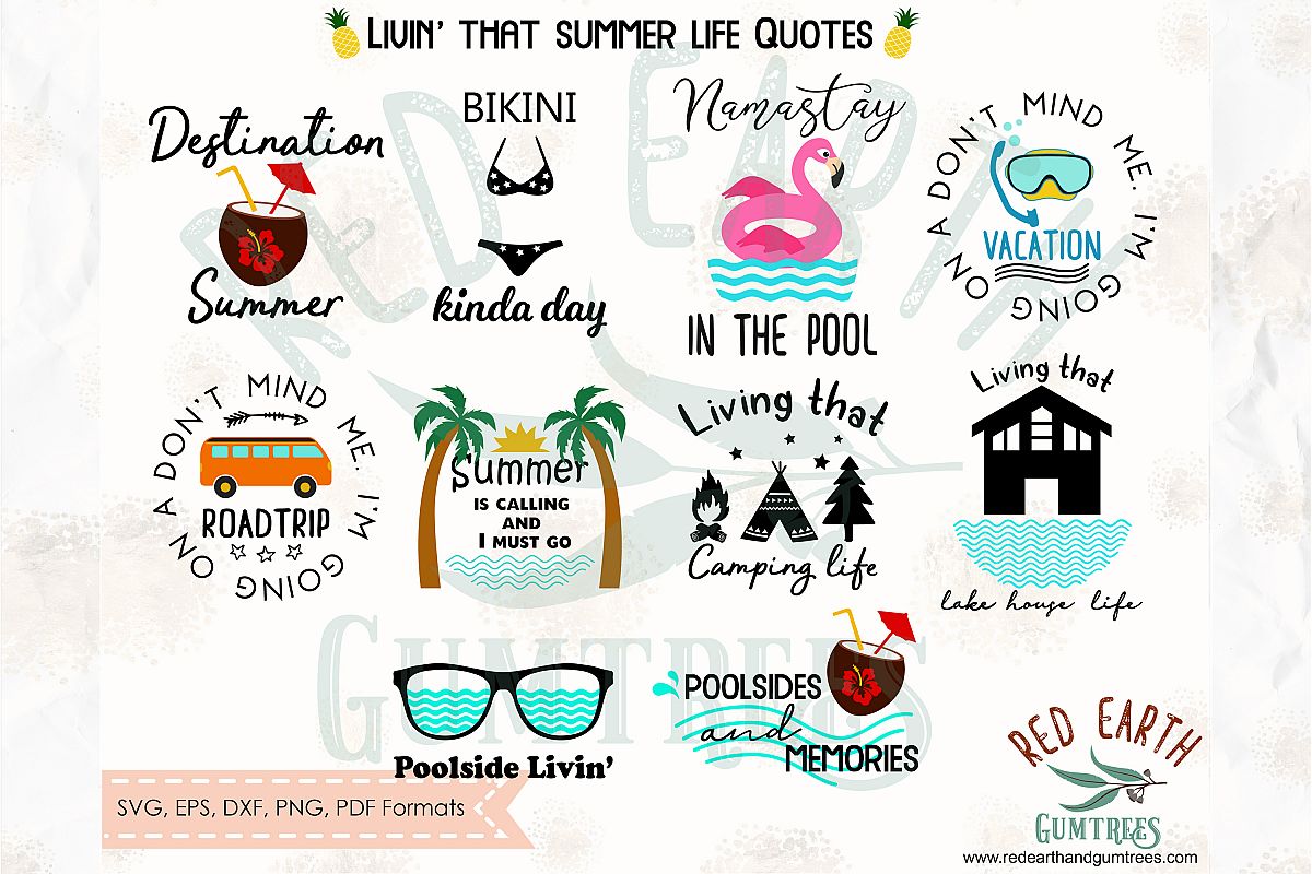 Summer quotes bundle, camping quote,Pool SVG,DXF,PNG,EPS,PDF example image 1