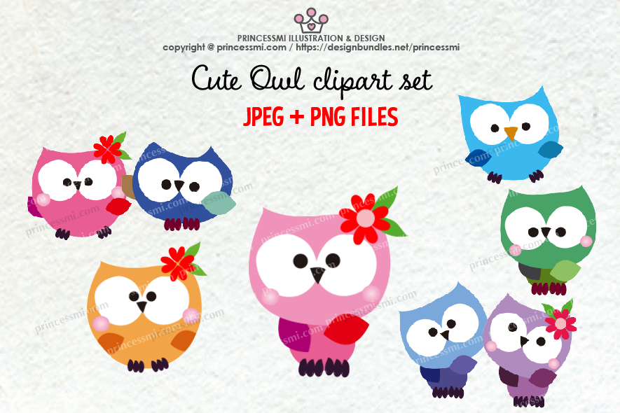 Cute OWL clipart set example image 1