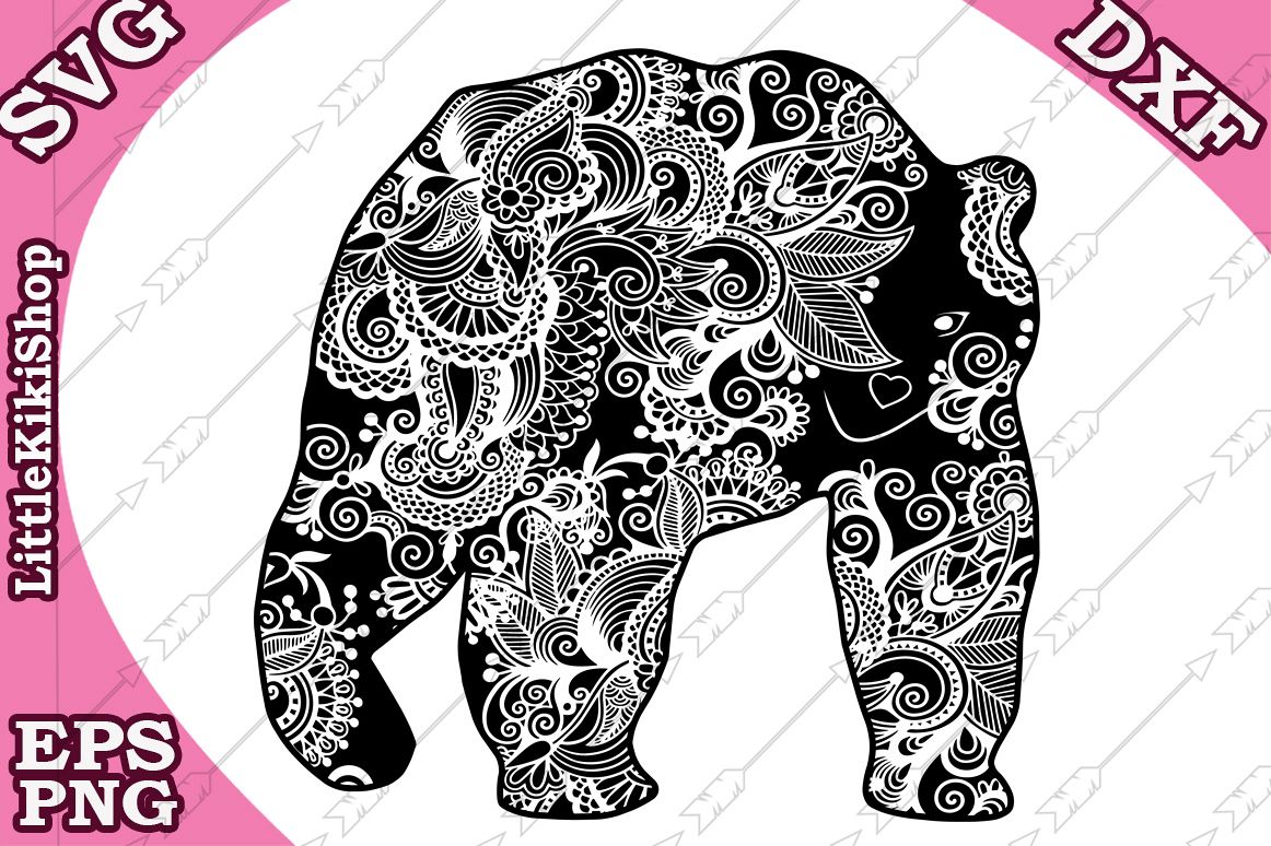 Zentangle Svg,Mandala Bear Svg,Zentangle Bear Svg, Animal Sv example image 1