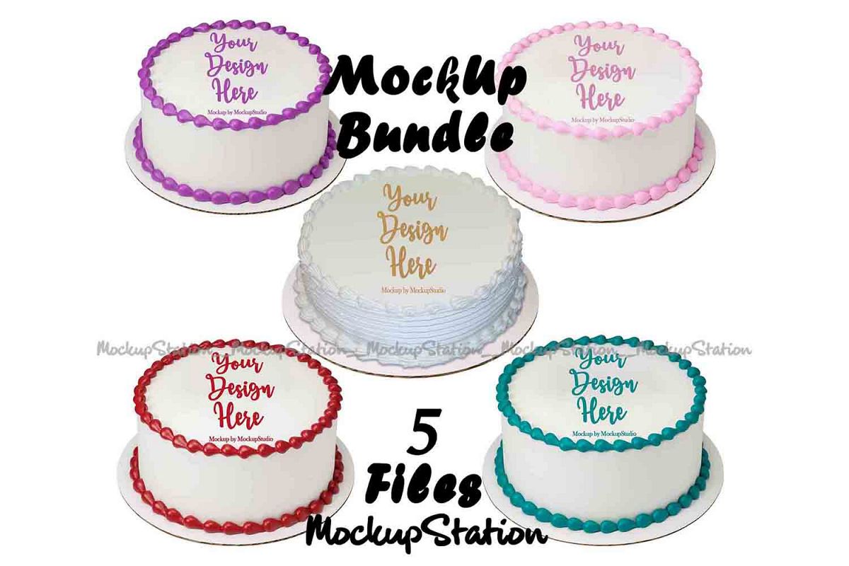 Download Round Cake Mockup Bundle, Edible Cake Print Mock Up ...