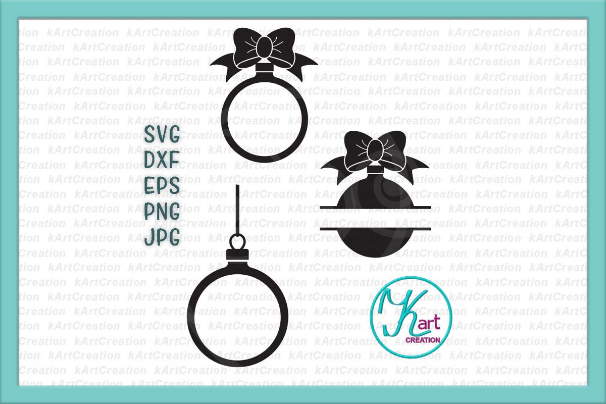 Set of Christmas balls monogram svg dxf craft files to cut example image 1