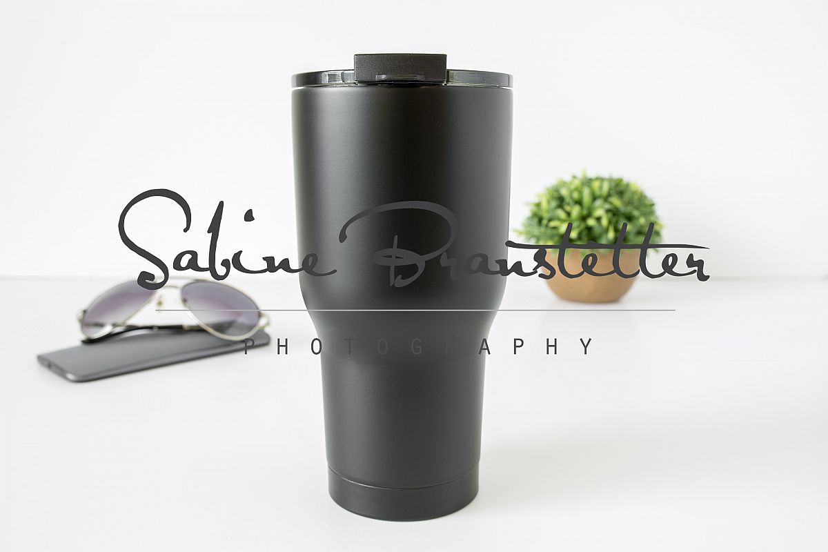 Styled Stock Photography Lare Black Tumbler Mockup example image 1