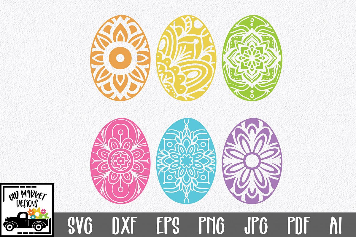 Easter SVG Cut File - Mandala Easter Eggs SVG DXF EPS PNG AI example image 1