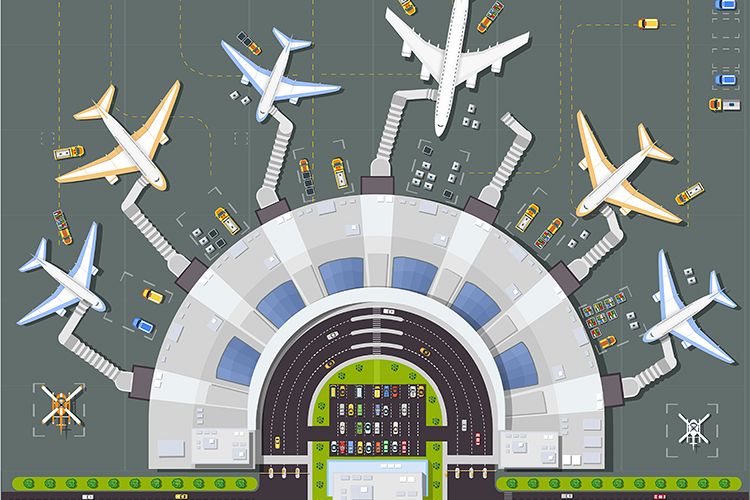 Airport view from above with the aircraft example image 1