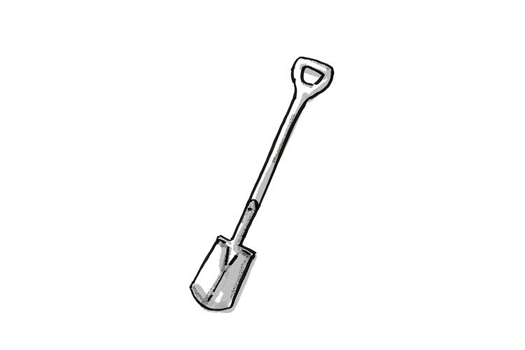 border spade with D-handle Garden Tool Cartoon Retro Drawing example image 1