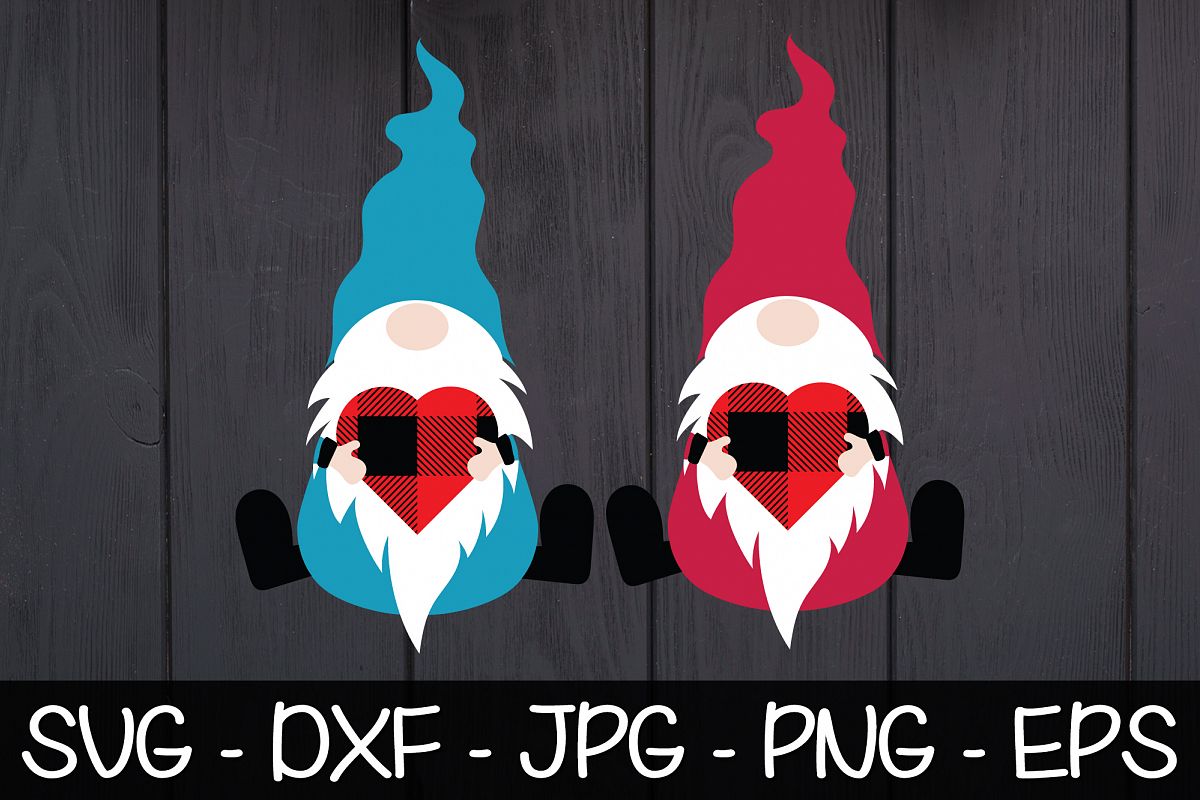 Valentine Gnomes Buffalo Plaid SVG Valentine's Day Gnomes example image 1